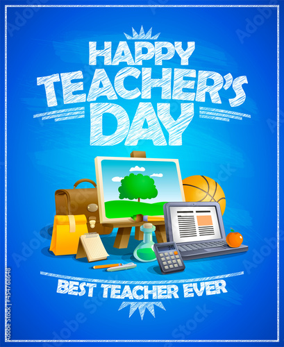 Happy teacher's day card vector design mockup