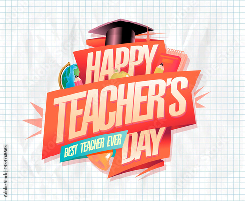 Teacher's day card or web banner vector template