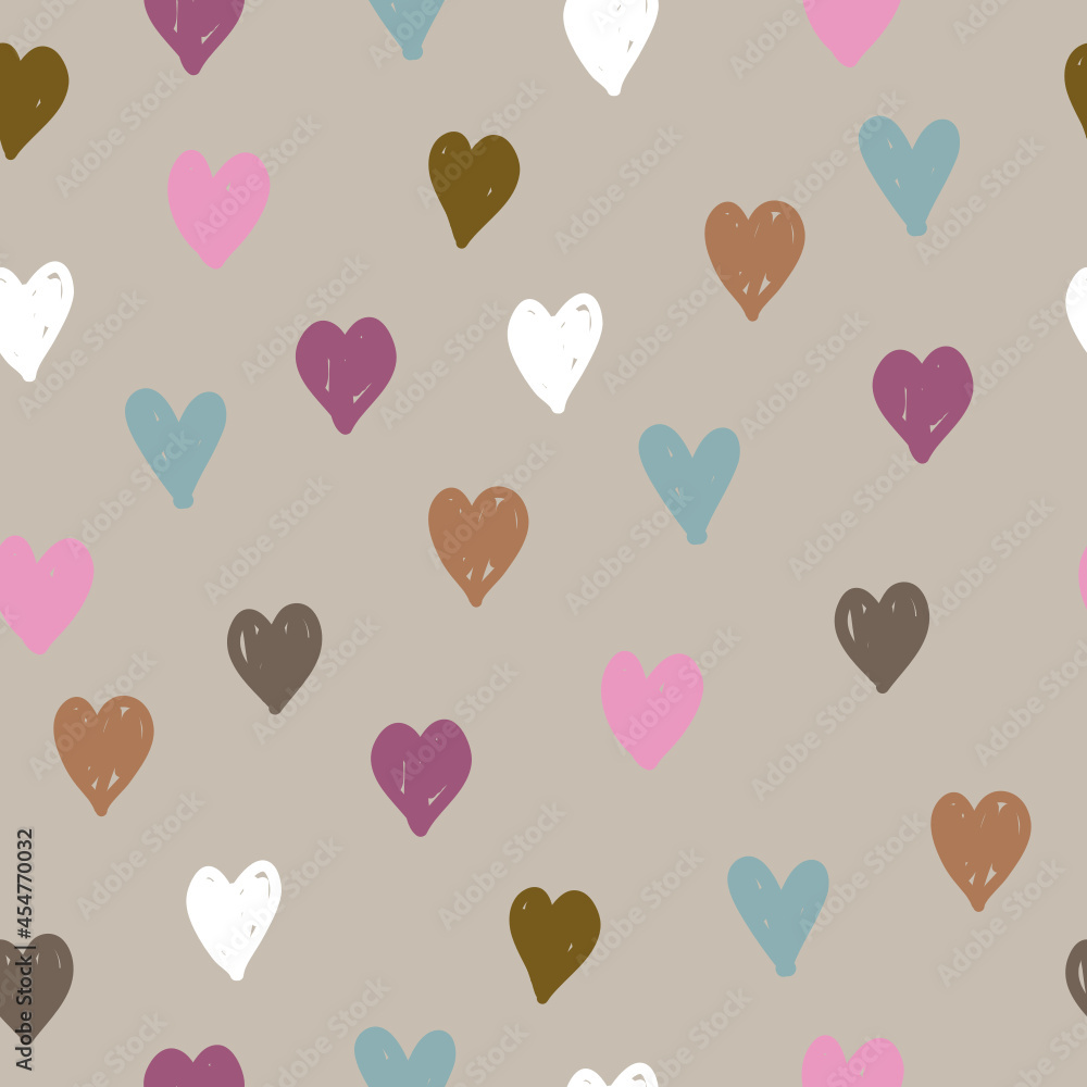 seamless hearts pattern Hand-drawn multicolored hearts on a brown background, perfect for Valentine's Day or to use as wallpaper, paper, and other designs. seamless hearts pattern Hand-drawn multicolored hearts on a brown background, perfect for Valentine's Day or to use as wallpaper, paper, and other designs.