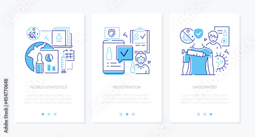 Vaccination and safety - modern line design style banners set