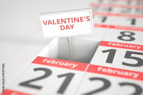 VALENTINE'S DAY sign in a calendar, 3d rendering