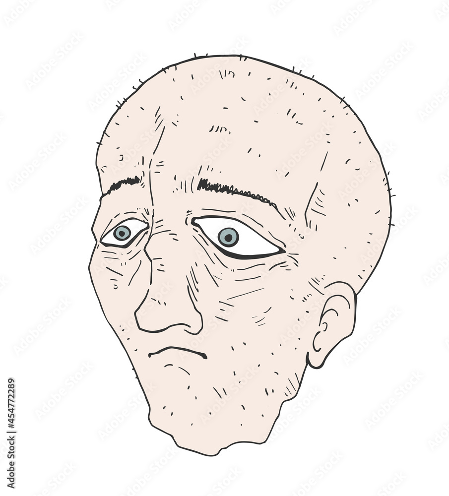 Funny ugly cartoon man head draw Stock Vector Adobe Stock