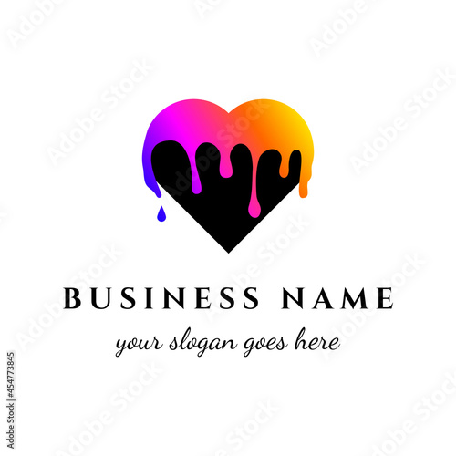 Heart Logo design vector, Logo love, Colored heart, Logo with heart and dripping paint