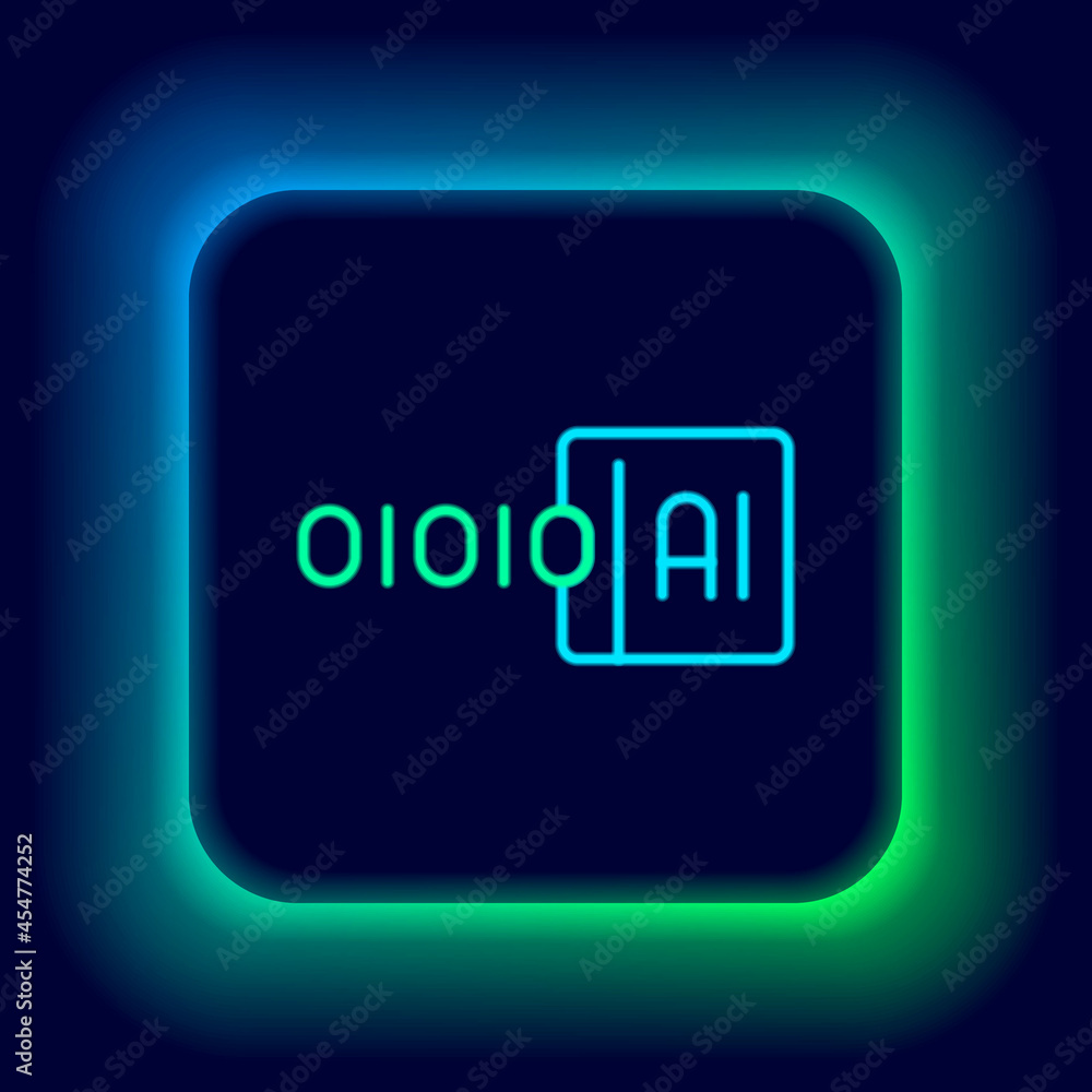 Glowing neon line Binary code icon isolated on black background. Colorful outline concept. Vector Glowing neon line Binary code icon isolated on black background. Colorful outline concept. Vector