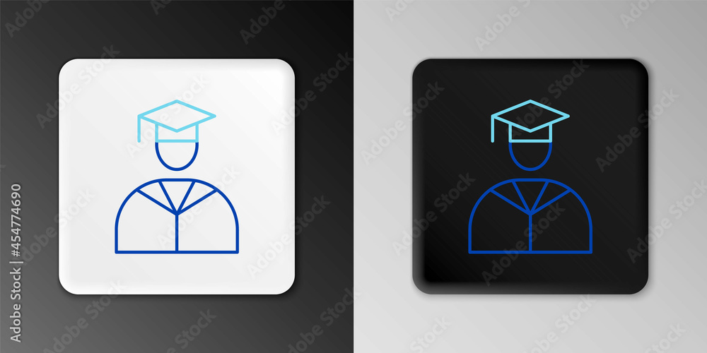 Line Graduate and graduation cap icon isolated on grey background. Colorful outline concept. Vector Line Graduate and graduation cap icon isolated on grey background. Colorful outline concept. Vector