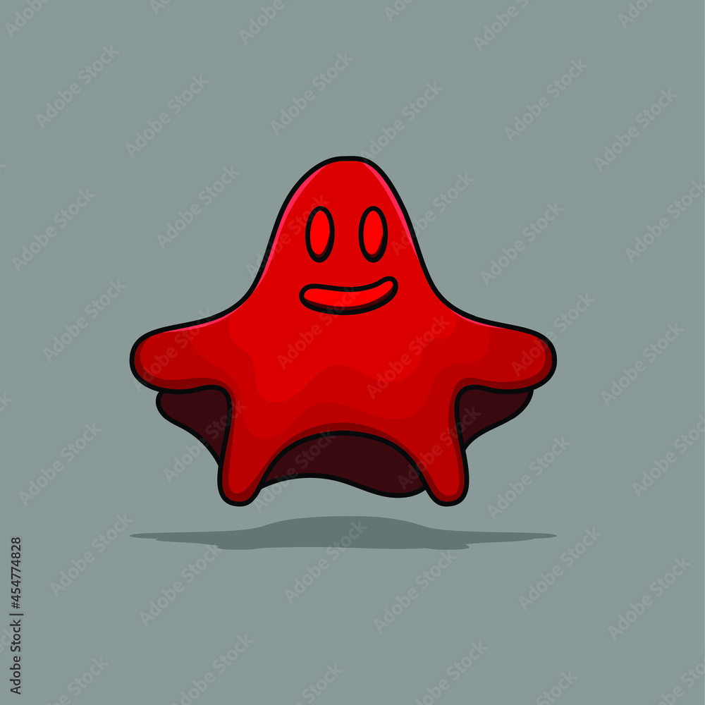 Red ghost cartoon isolated vector illustration with outline and shadow. can use for icon, sign, resources, element, collection, symbol, logo, ornament halloween design Red ghost cartoon isolated vector illustration with outline and shadow. can use for icon, sign, resources, element, collection, symbol, logo, ornament halloween design