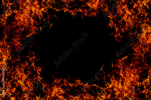 Orange flame on black background