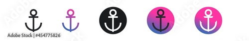 Valokuva Set of anchor vector outline style line icons isolated