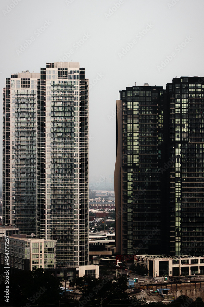 High contrast modern glass skyscraper in Toronto, Ontario Canada