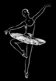 Vector watercolor brush drawing of young dancing ballerina in jump