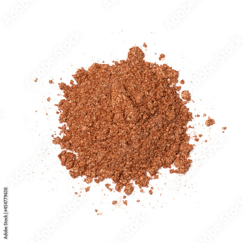 Heap of bronze powder dust isolated on white background 