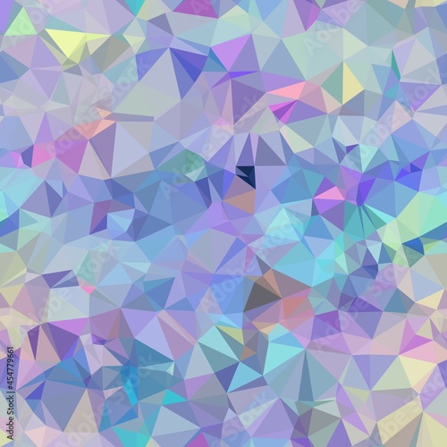 Seamless iridescent triangle pattern for surface pattern print. High quality illustration. Blue and purple holographic vivid trendy swatch. Funky contemporary graphic tile for background or textile.