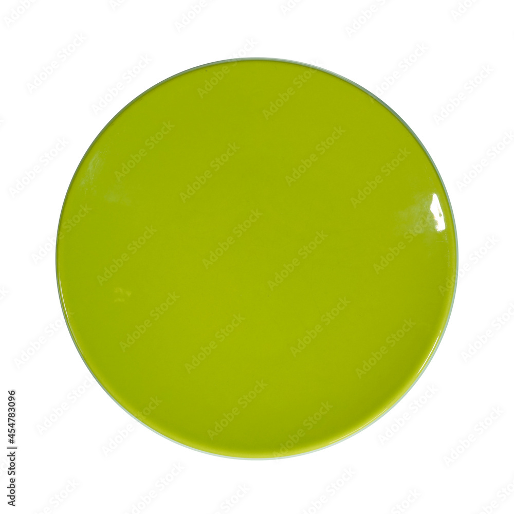 Large flat green dish isolated on white