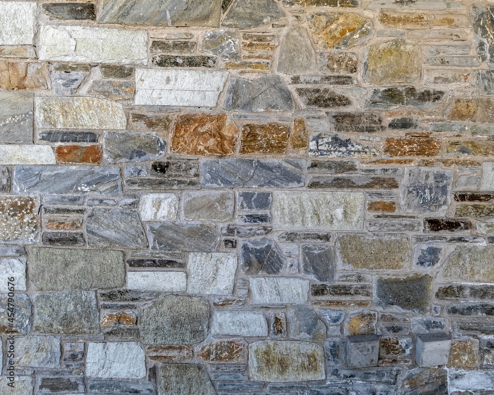 regular cut slate stone wall, natural material seamless background