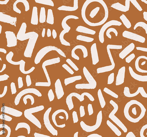Modern Graffiti Hand Drawn Vector Seamless Pattern. Organic Nature Neutral Color Design for Fabric, Wrapping Paper, Gift Cards etc.
