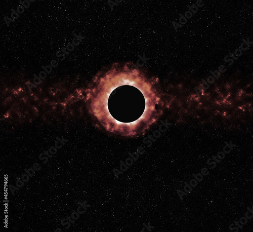 Fototapeta Naklejka Na Ścianę i Meble -  Black hole in the distant regions of space and time attracting light
