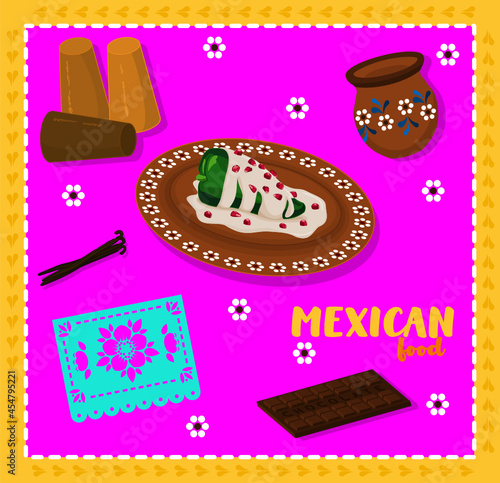 Mexican dish and food, chiles en nogada © Alicia