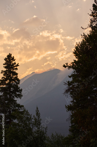 A Hazy Sunset at Jasper National Park