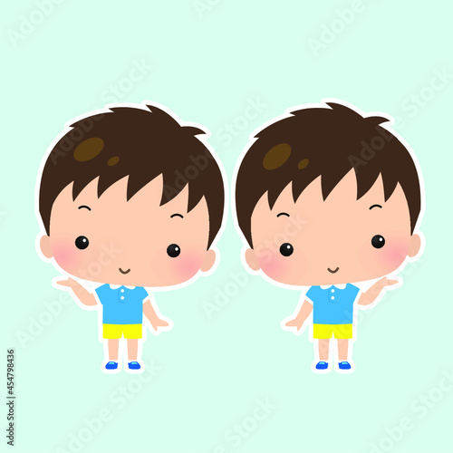 Illustration of a boy holding his hand