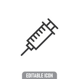 Syringe icon. Vaccine vaccination symbol. Editable line stroke.