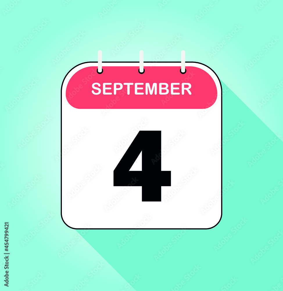 September day 4. Red and white on blue background - Calendar Icon - Vector Illustration September day 4. Red and white on blue background - Calendar Icon - Vector Illustration