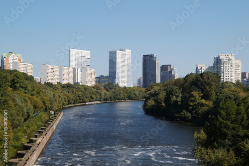 moscow  city river and skyscrapers