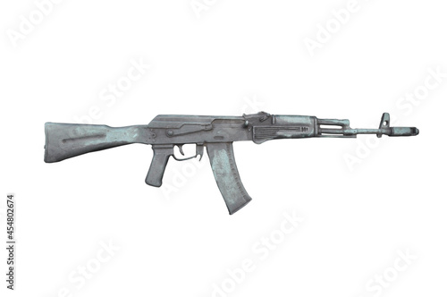 AK 74. Kalashnikov assault rifle. Barillef isolated on white.