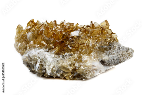 Принти на полотні Macro mineral stone baryte crystals, Barite on a white background