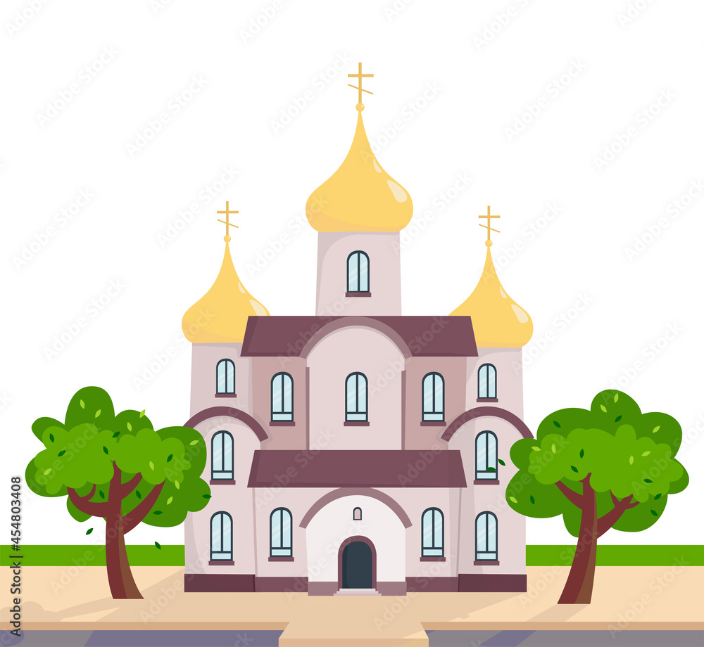 Eastern Orthodox church. Building. Vector illustration