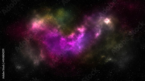 Sci-fi concept image illustration. Cosmos space and colorful nebula in millions stars and galaxies universe background