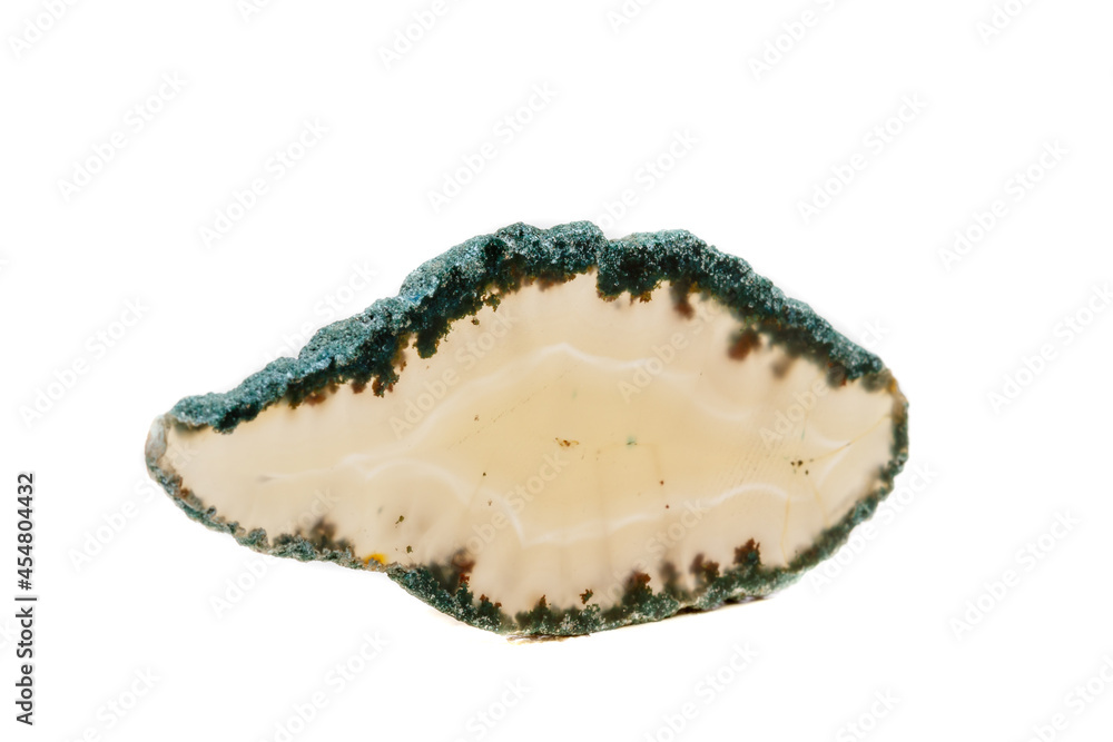 Macro mineral stone Yellow Agate breed a white background Macro mineral stone Yellow Agate breed a white background