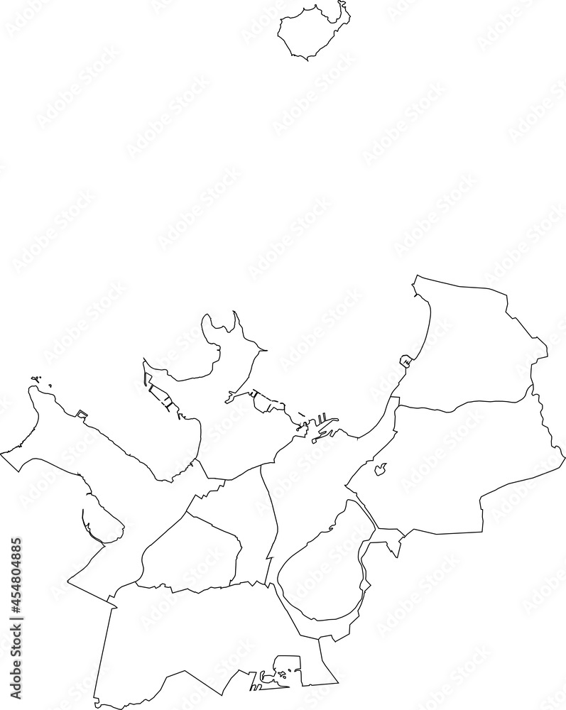 Simple blank white vector map with black borders of urban city districts of Tallinn, Estonia Simple blank white vector map with black borders of urban city districts of Tallinn, Estonia