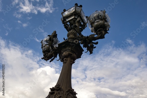 Lamp post on the bridge of Alexandre III in Paris, France