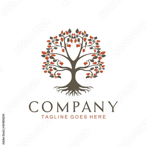 Tree of Life, oak banyan leaf and root seal emblem stamp logo