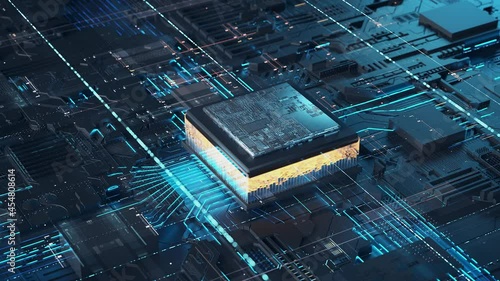 3d illustration Technology Smart motherboard chip creative map