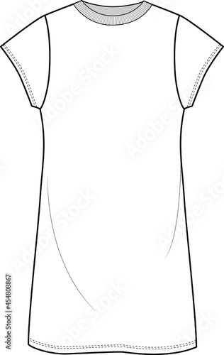 Women's crew neck short sleeve long oversized sleep tee vector