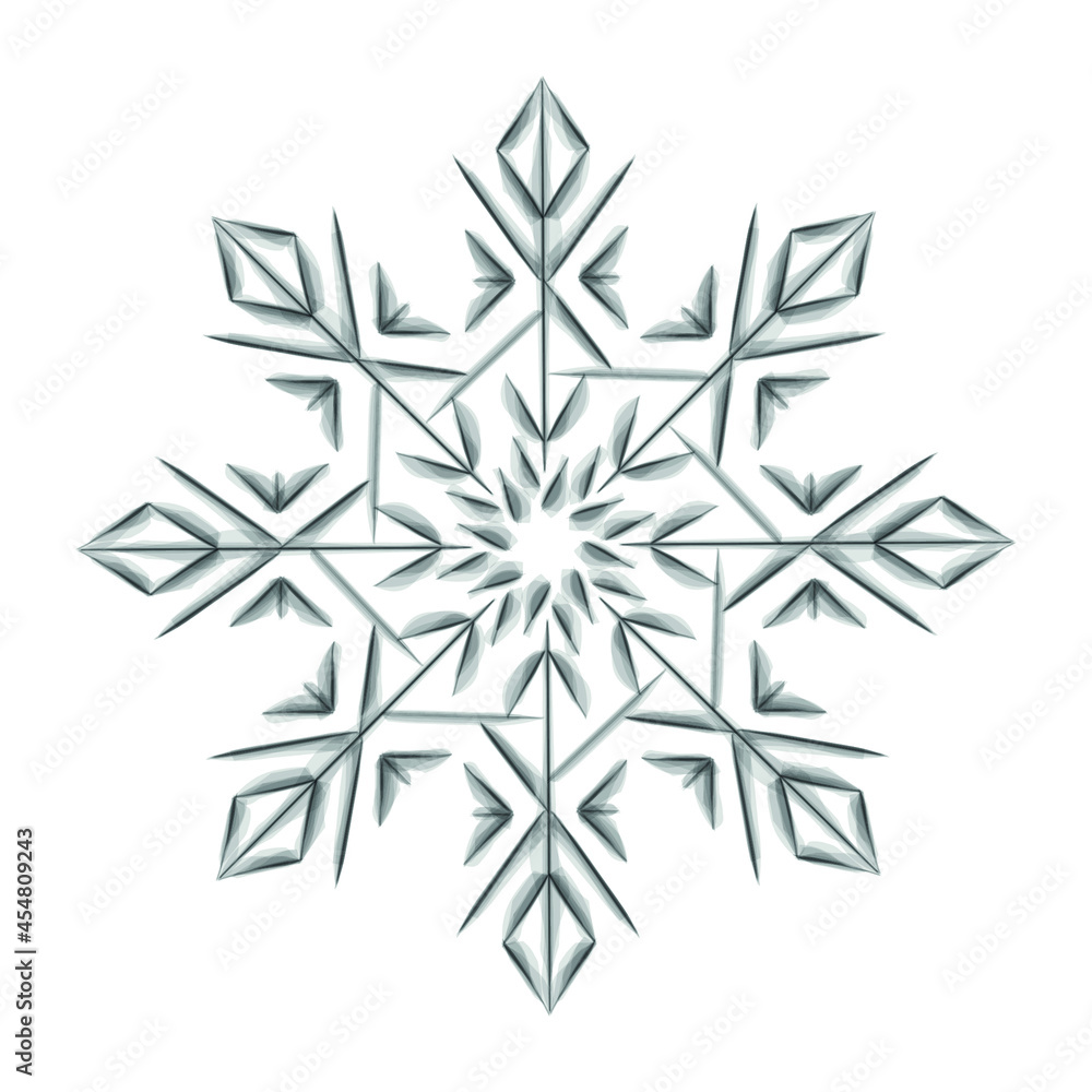 Vector image. Symmetrical round black and white snowflake. Watercolor stains, snow, unique snowflake. Print for wrapping paper, christmas (xmas) decorations, gifts. Vector image. Symmetrical round black and white snowflake. Watercolor stains, snow, unique snowflake. Print for wrapping paper, christmas (xmas) decorations, gifts.