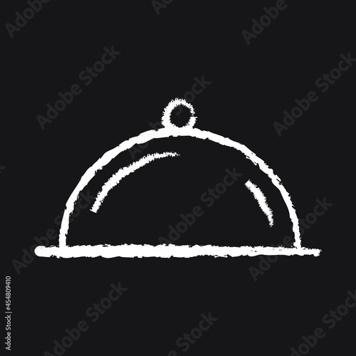 Food tray Icon design, white chalk. Draw a picture on the blackboard.