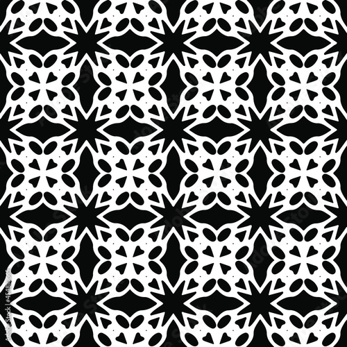 floral seamless pattern background.Geometric ornament for wallpapers and backgrounds. Black and white pattern.