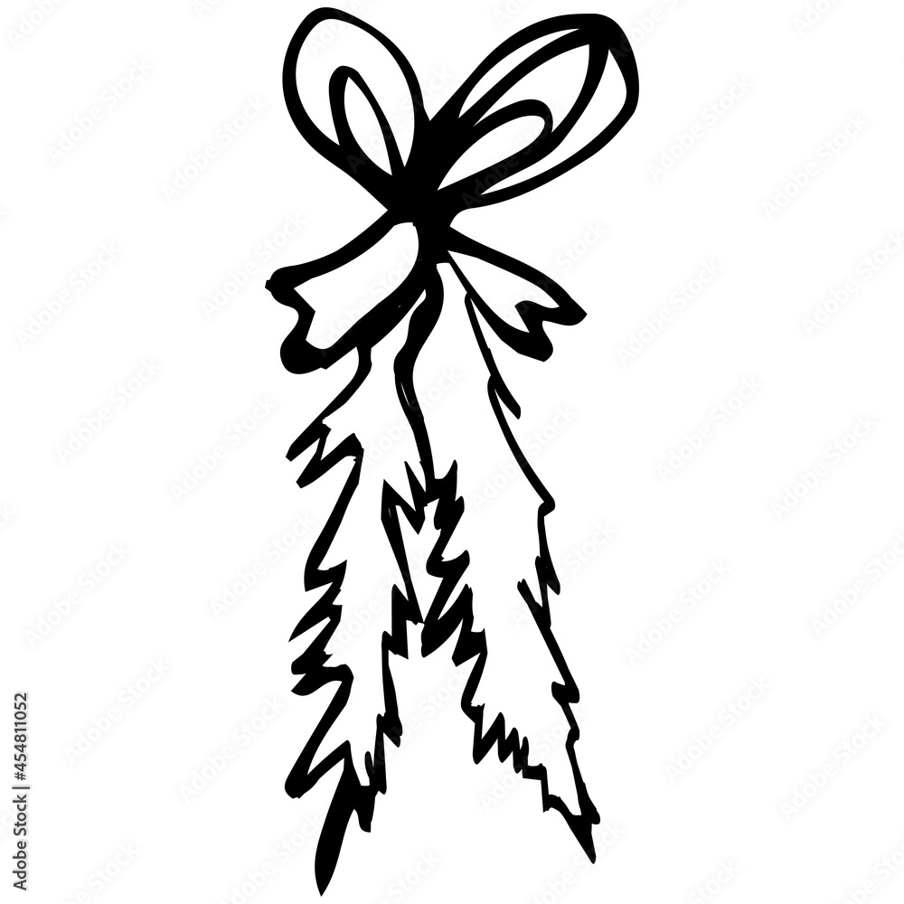 Vector Christmas illustration of a sprig of a Christmas star flower. Black outline. Hand-drawn, scribbled. Design of posters, logos, stickers, holiday decorations, prints. Vector Christmas illustration of a sprig of a Christmas star flower. Black outline. Hand-drawn, scribbled. Design of posters, logos, stickers, holiday decorations, prints.