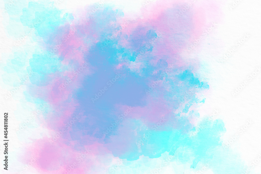 Blue pink watercolor acrylic hand drawn background