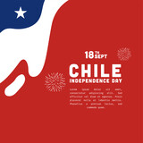 Square Banner illustration of Chile independence day celebration. Waving flag and hands clenched. Vector illustration.