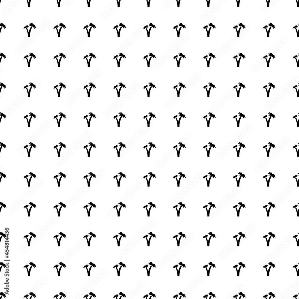 Square seamless background pattern from black palm trees symbols. The pattern is evenly filled. Vector illustration on white background