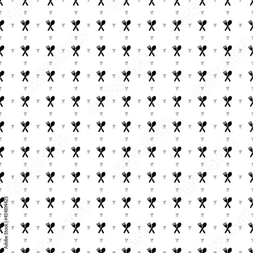 Square seamless background pattern from geometric shapes are different sizes and opacity. The pattern is evenly filled with big black dinner time symbols. Vector illustration on white background