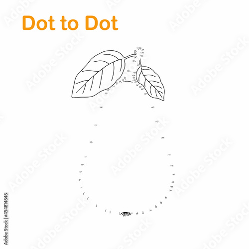 Pear fruit dot to dot fun educational game or leisure activity, vector illustration