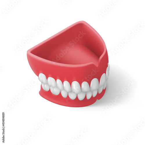 Dental Prosthesis. False Jaw Icon. Isometric Illustration of False Jaw Icon on White Background