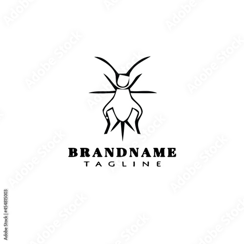 cute animal bedbug cartoon logo icon design template black isolated vector illustration