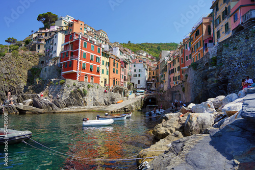 Riomaggiore colorful fishing village  seascape in Five lands  Cinque Terre National Park  Liguria  Italy