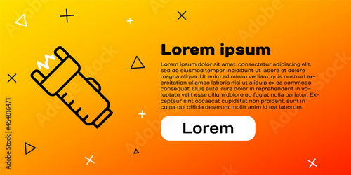 Line Police electric shocker icon isolated on yellow background. Shocker for protection. Taser is an electric weapon. Colorful outline concept. Vector