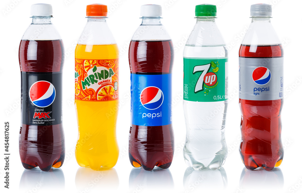 Pepsi Cola 7 lemonade soft drinks in plastic bottles isolated on a white background Stock Photo | Adobe Stock